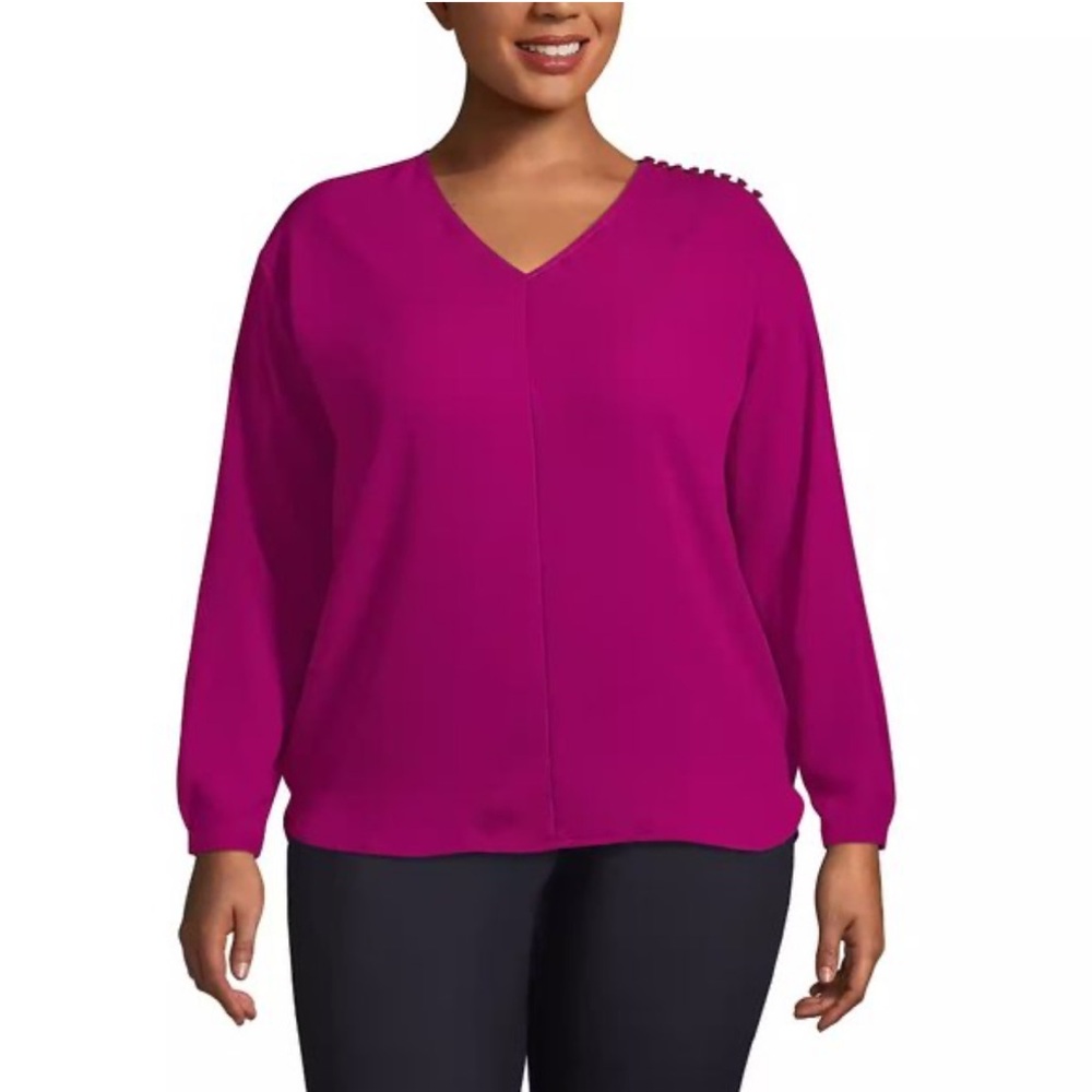 Lands' End Women's Vivid Magenta Blouse